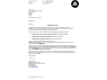 恭喜王同學成功申請到英國ＡＡ建筑學院建筑學專業(yè)