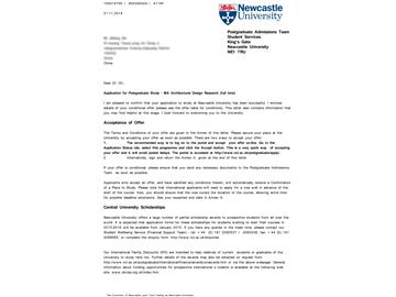 恭喜施同學成功申請到紐卡斯爾大學建筑碩士專業(yè)