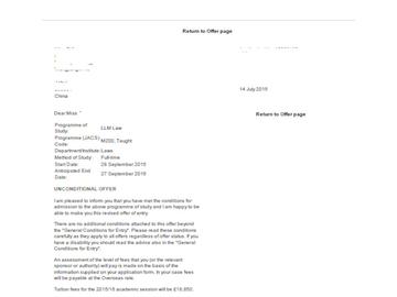 恭喜方同學獲得倫敦大學學校UCL法律專業(yè)碩士錄取通知書