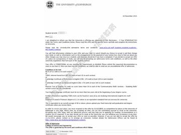 恭喜顧同學(xué)獲得愛丁堡大學(xué)電子學(xué)專業(yè)碩士通知書