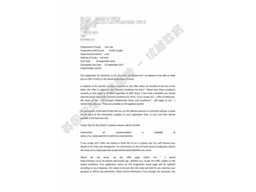 恭喜吳同學獲得倫敦大學學院法律專業(yè)碩士通知書