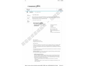 恭喜徐同學獲得約克大學國際商務與戰(zhàn)略管理專業(yè)碩士通知書