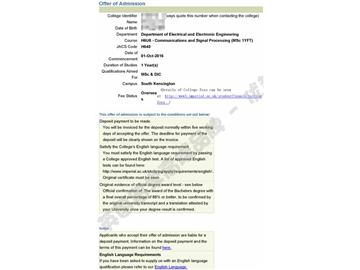 恭喜于同學(xué)獲得帝國理工學(xué)院通信與信號(hào)處理專業(yè)碩士通知書