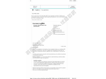  恭喜鄭同學獲得約克大學統(tǒng)計與計算金融專業(yè)碩士通知書