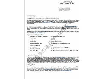恭喜江同學獲得南安普頓大學會計與金融專業(yè)碩士通知書