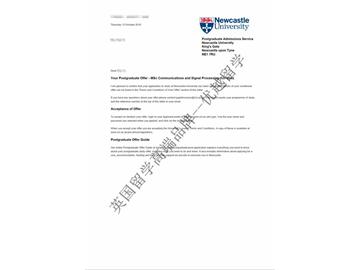 恭喜吳同學獲得紐卡斯爾大學通信與信號處理專業(yè)碩士通知書