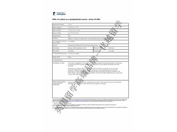 恭喜林同學(xué)獲得諾丁漢大學(xué)電子通訊與計算機工程專業(yè)碩士通知書