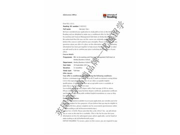 恭喜季同學(xué)獲得雷丁大學(xué)會計與金融管理專業(yè)碩士通知書