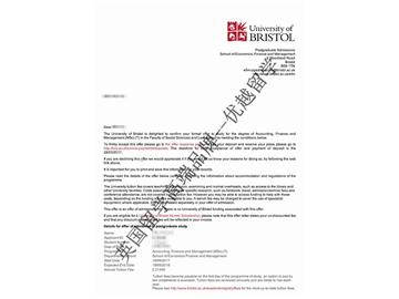 恭喜吳同學(xué)獲得布里斯托大學(xué)會計、金融與管理專業(yè)碩士通知書