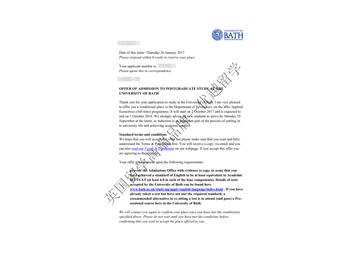 恭喜徐同學(xué)獲得巴斯大學(xué)應(yīng)用經(jīng)濟學(xué)碩士通知書