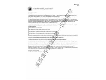 恭喜吳同學獲得愛丁堡大學法學專業(yè)碩士通知書