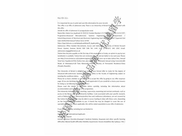 恭喜于同學(xué)獲得布里斯托大學(xué)高級(jí)微電子系統(tǒng)工程專業(yè)碩士通知書