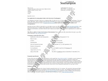 恭喜北京信息科技大學W同學獲南安普頓大學時尚管理專業(yè)offer