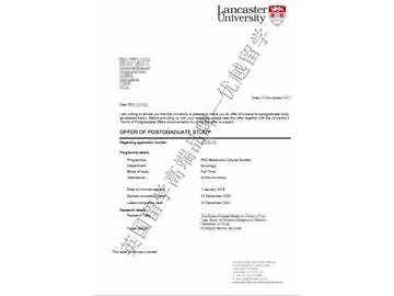 2017offer：恭喜蘇同學(xué)獲得蘭卡斯特大學(xué)傳媒與文化研究專(zhuān)業(yè)博士通知書(shū)