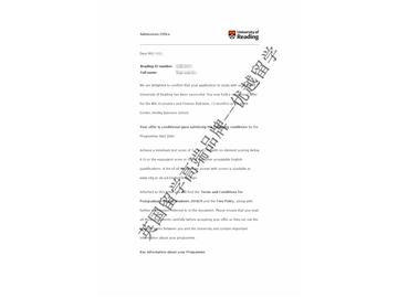 2018offer：恭喜于同學(xué)獲得雷丁大學(xué)經(jīng)濟(jì)學(xué)與金融專業(yè)碩士通知書