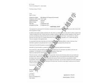 2018offer：恭喜吳同學(xué)獲得倫敦大學(xué)學(xué)院能源材料與環(huán)境專業(yè)碩士通知書
