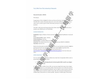 2018offer：恭喜王同學(xué)獲得華威大學(xué)統(tǒng)計(jì)學(xué)專業(yè)碩士通知書