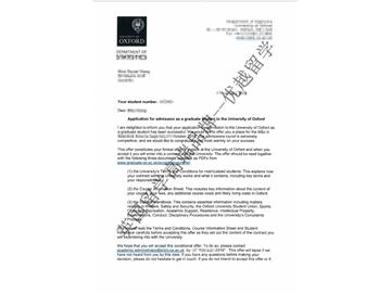 2018offer：恭喜王同學(xué)獲得牛津大學(xué)碩士通知書