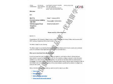 2018offer：恭喜蘇同學(xué)獲得倫敦大學(xué)學(xué)院歷史、政治和經(jīng)濟學(xué)專業(yè)碩士通知書
