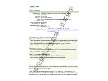 2018offer：恭喜于同學(xué)獲得帝國理工學(xué)院高等材料工程專業(yè)碩士通知書