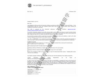 2018offer：恭喜劉同學(xué)獲得愛丁堡大學(xué)藝術(shù)史專業(yè)碩士通知書
