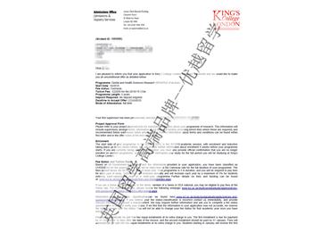 2018offer：恭喜吳同學(xué)獲得倫敦大學(xué)國王學(xué)院牙科健康研究專業(yè)博士通知書