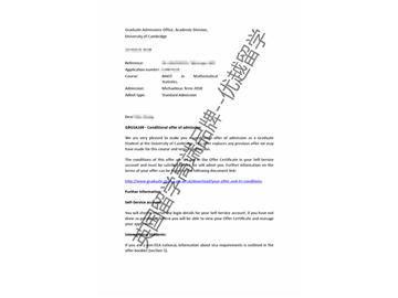 2018offer：恭喜韓同學(xué)獲得劍橋大學(xué)統(tǒng)計(jì)數(shù)學(xué)專業(yè)碩士通知書