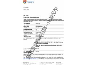 2018offer：恭喜李同學(xué)獲得悉尼大學(xué)法學(xué)碩士通知書