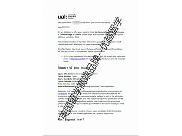 2018offer：恭喜韓同學(xué)獲得倫敦藝術(shù)大學(xué)表演服裝設(shè)計(jì)專業(yè)碩士通知書(shū)