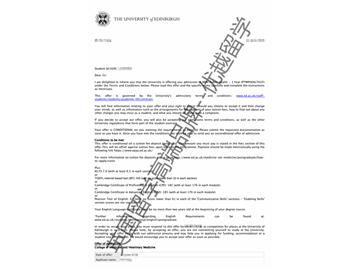 2018offer：恭喜張同學(xué)獲得愛丁堡大學(xué)公共健康專業(yè)碩士通知書