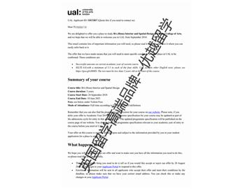 2018offer：恭喜張同學(xué)獲得倫敦藝術(shù)大學(xué)切爾西學(xué)院的室內(nèi)及空間設(shè)計專業(yè)本科通知書