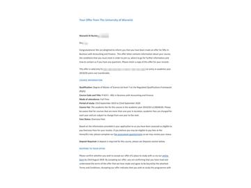 2019offer：恭喜張同學(xué)獲得華威大學(xué)商業(yè)會(huì)計(jì)與金融專業(yè)碩士通知書(shū)
