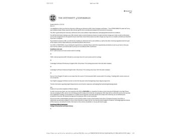 20190ffer：恭喜張同學(xué)獲得愛丁堡大學(xué)（世界排名：18）城市戰(zhàn)略與設(shè)計專業(yè)碩士通知書