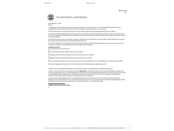 2019offer：恭喜劉同學獲得愛丁堡大學（世界排名：18）貿(mào)易法專業(yè)碩士通知書
