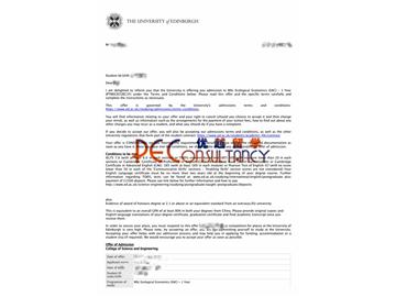 2019offer：恭喜李同學(xué)獲得愛丁堡大學(xué)（世界排名：18）生態(tài)經(jīng)濟(jì)學(xué)專業(yè)碩士通知書