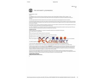 2019offer：恭喜王同學(xué)獲得愛丁堡大學(xué)(世界排名：20)對外英語教學(xué)專業(yè)碩士通知書