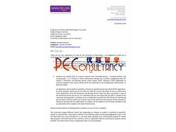 2020offer：恭喜楊同學(xué)獲得曼徹斯特大學(xué)(世界排名：27)教育心理學(xué)專業(yè)碩士通知書(shū)