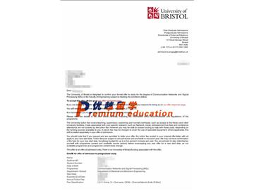2020offer：恭喜李同學(xué)獲得布里斯托大學(xué)(世界排名：49)信號處理與通信網(wǎng)絡(luò)專業(yè)碩士通知書
