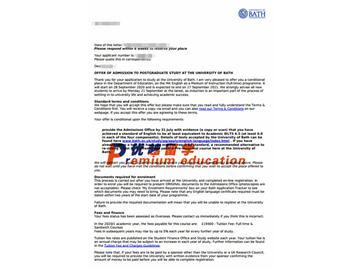 2020offer：恭喜孫同學(xué)獲得巴斯大學(xué)(世界排名：172)英語作為教學(xué)語言EMI專業(yè)碩士通知書