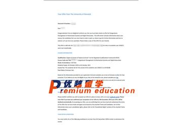 2020offer：恭喜張同學(xué)獲得華威大學(xué)(世界排名：62)信息管理系統(tǒng)與數(shù)字創(chuàng)新專業(yè)碩士通知書