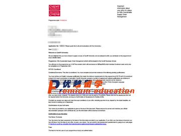 2020offer：恭喜周同學(xué)獲得卡迪夫大學(xué)(世界排名：154)可持續(xù)供應(yīng)鏈管理專業(yè)碩士通知書
