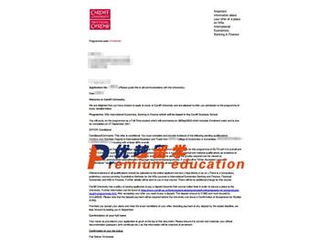 2020offer：恭喜周同學(xué)獲得卡迪夫大學(xué)(世界排名：154)國際經(jīng)濟(jì)、銀行和金融理學(xué)專業(yè)碩士通知書