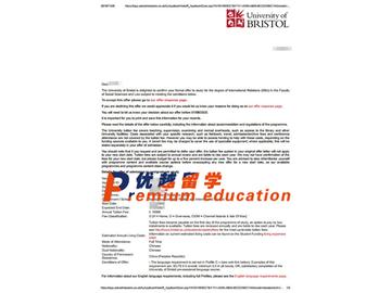 2020offer：恭喜李同學獲得布里斯托大學(世界排名：49)國際關系專業(yè)碩士通知書