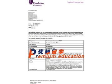 2020offer：恭喜錢同學獲得杜倫大學(世界排名：78)國際關系專業(yè)碩士通知書