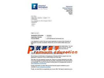 2020offer：恭喜張同學獲得諾丁漢大學(世界排名：96)國際商法專業(yè)碩士通知書
