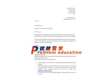 2020offer：恭喜魏同學(xué)獲得萊斯特大學(xué)(世界排名：239)傳媒、文化與社會專業(yè)通知書