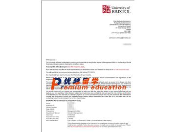 2020offer：恭喜牛同學獲得布里斯托大學(世界排名：49)管理學專業(yè)碩士通知書
