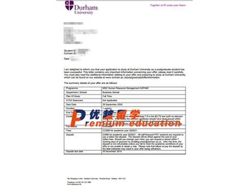 2020offer：恭喜李同學獲得杜倫大學(世界排名：78)人力資源管理專業(yè)碩士通知書