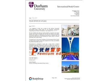 2020offer：恭喜張同學獲得杜倫大學(世界排名：78)商科、經濟、會計與金融碩士預科通知書