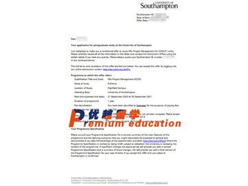 2020offer：恭喜金同學(xué)獲得南安普頓大學(xué)(世界排名：97)工程管理專(zhuān)業(yè)碩士通知書(shū)
